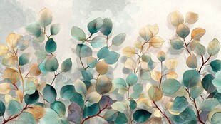 清新桉树叶装饰画背景图