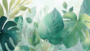 清新绿植背景图