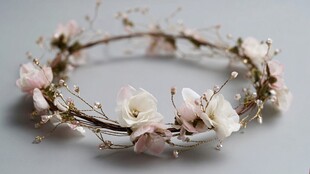 浪漫粉色花朵编织花环