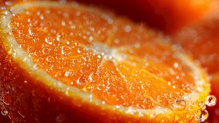 鲜润多汁的橙子切片特写