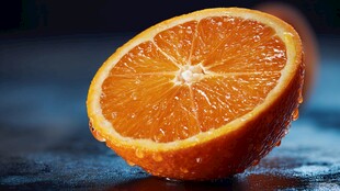 半颗鲜橙的诱人光影