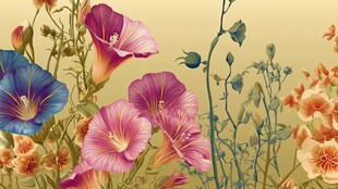 绚丽多彩花卉插画风景