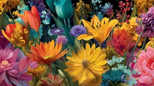 缤纷多彩花卉艺术插画