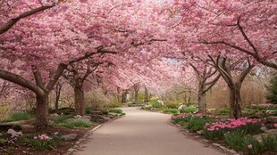 樱花烂漫的林间幽径