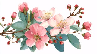 粉嫩绽放的美丽花枝