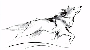 奔跑的狼线条艺术插画