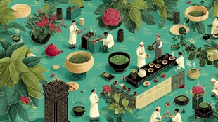 古风茶艺场景插画