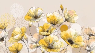 手绘黄色花卉插画背景图
