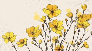 手绘黄色花卉插画