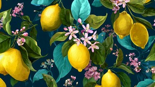 柠檬花卉图案 清新唯美风