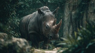 森林中的独角犀牛