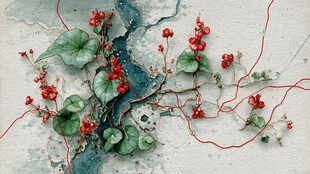 墙边蔓生的红绿相间植物