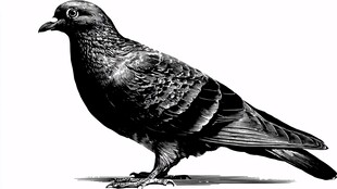 黑羽鸽子的优雅姿态