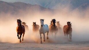 万马奔腾尘土飞扬的壮美