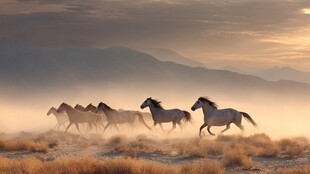 草原上骏马奔腾的壮美时刻