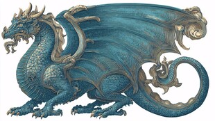 奇幻蓝龙插画