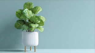 清新绿植置于简约白花盆