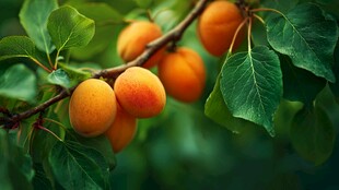 枝头黄杏 绿叶相伴