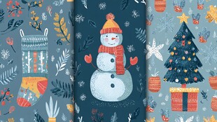 冬日圣诞主题图案插画