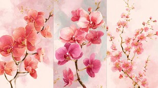 三幅花卉水彩插画赏