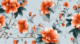 橙色花卉图案背景纹理