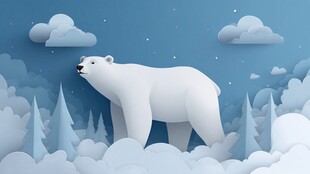 北极白熊漫步梦幻冰雪世界