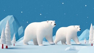 北极熊漫步冰雪世界