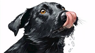 黑狗吐舌俏皮瞬间