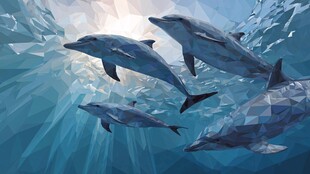 海底海豚群的梦幻景象