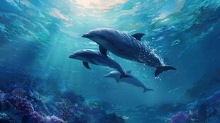 海底海豚悠游梦幻景象