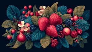 缤纷浆果与绿叶的梦幻组合