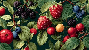 缤纷浆果与绿叶的美妙组合