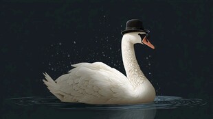戴礼帽的优雅白天鹅