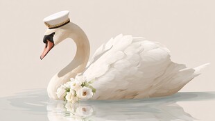 戴帽天鹅优雅浮于水面