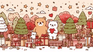 熊与礼物的梦幻童话世界