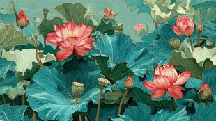 夏日荷塘荷花绽放美景