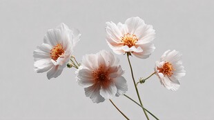 四朵柔美白色花卉特写