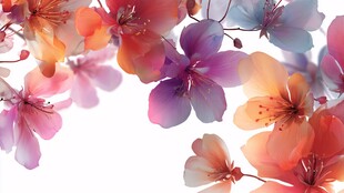 梦幻多彩花卉绽放画面