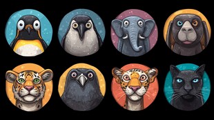 动物头像插画集合