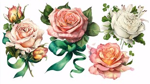 优雅玫瑰花卉装饰插画