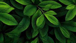 翠绿叶片的自然生机画面