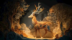 奇幻森林中的艺术神鹿