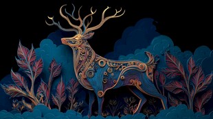 梦幻蓝调机械风艺术鹿