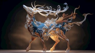 梦幻炫彩神兽麋鹿造型艺术