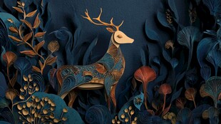 森林中的梦幻艺术鹿