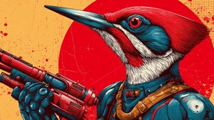 机械啄木鸟持双枪战斗