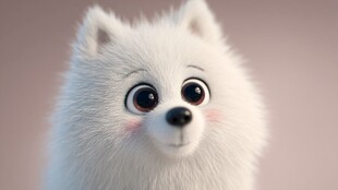 可爱萨摩耶动画形象特写