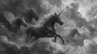 独角兽群于云海中奔腾