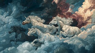 云中奔马 奇幻独角兽之景