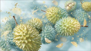 梦幻榴莲插画 清新水果风